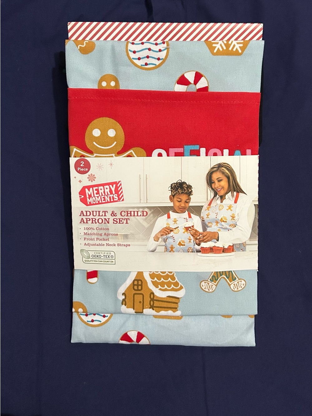 Holiday adult and child aprons